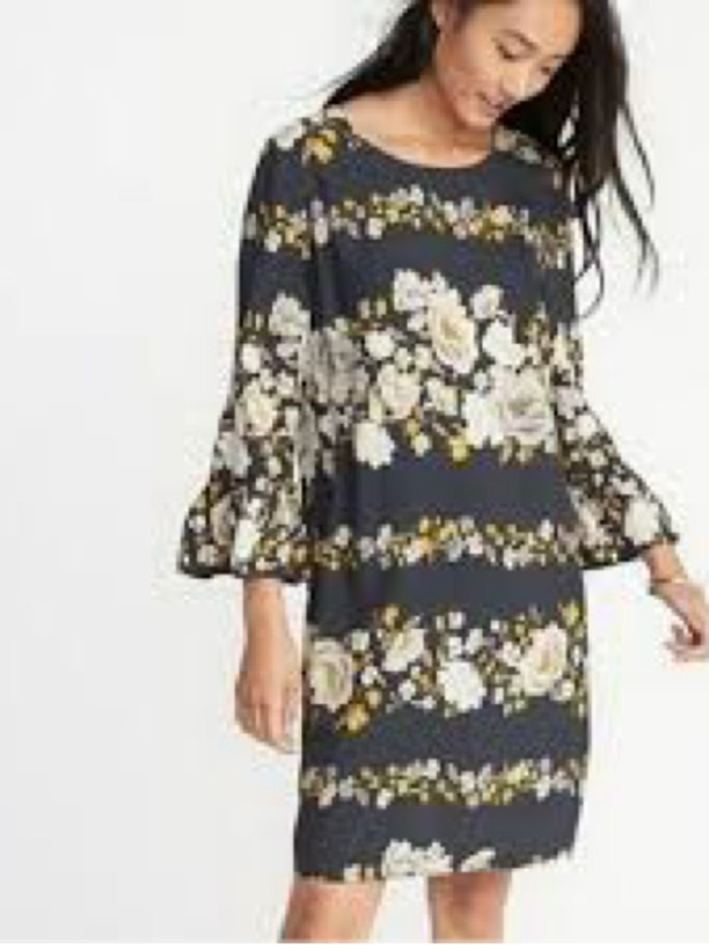 Old Navy Navy Floral Bell-Sleeve Shift Dress